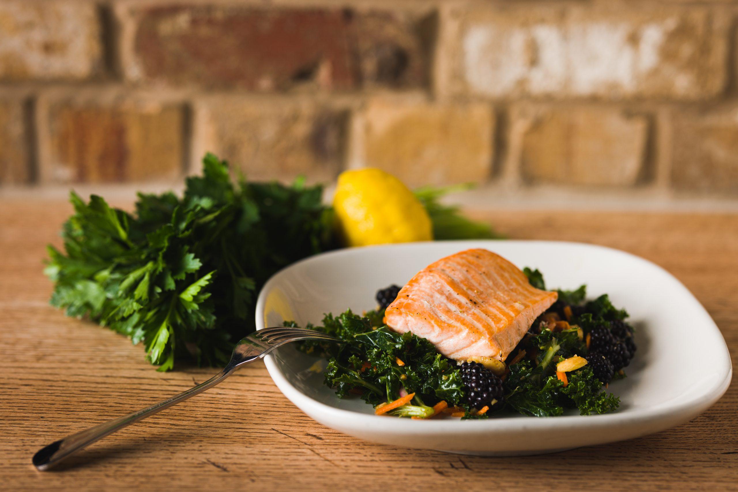 Roast Salmon with Kale Salad